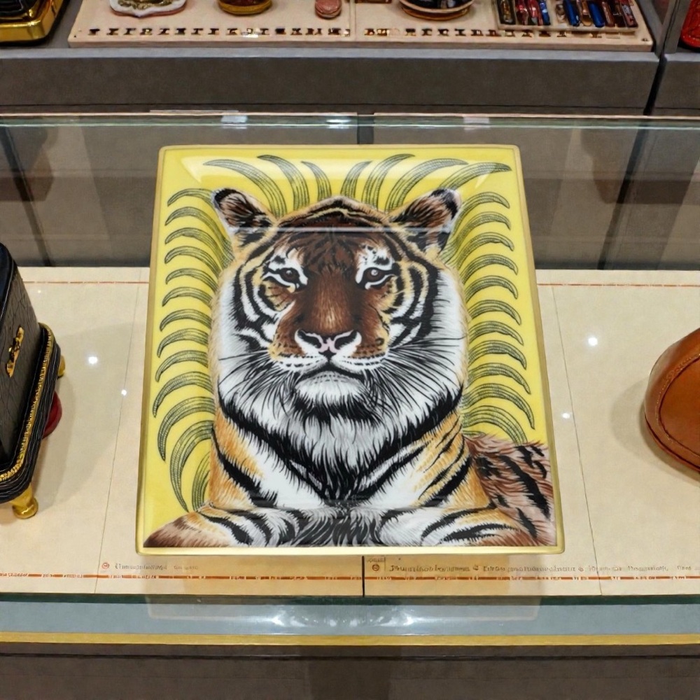 Hermes Tiger Change Tray Ashtray with Gift bag and Box